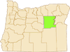 map of Oregon with Grant County highlighted 
