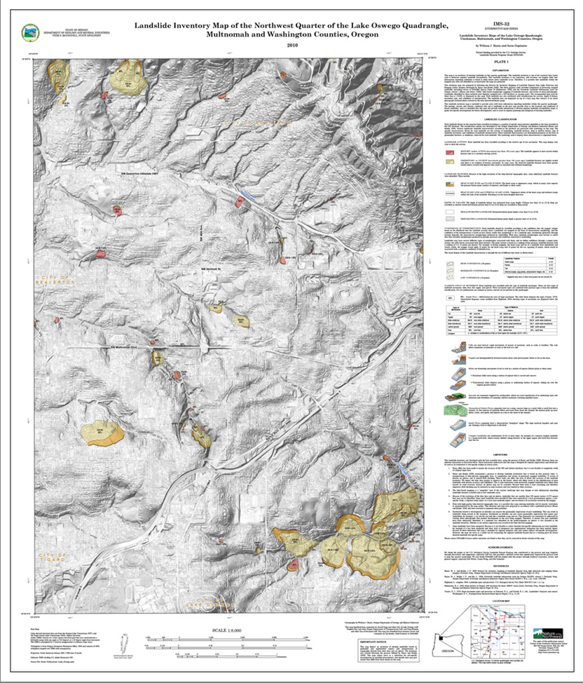 NW quarter of Lake Oswego quad