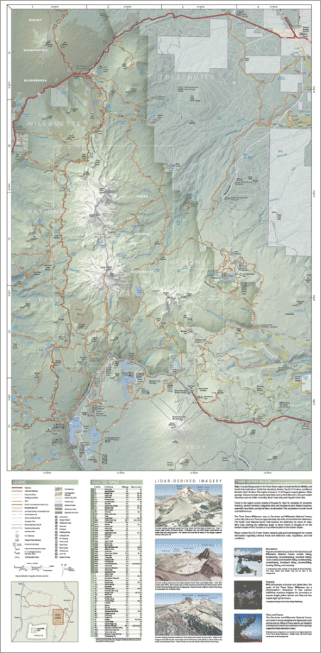 trail map of Three Sisters area