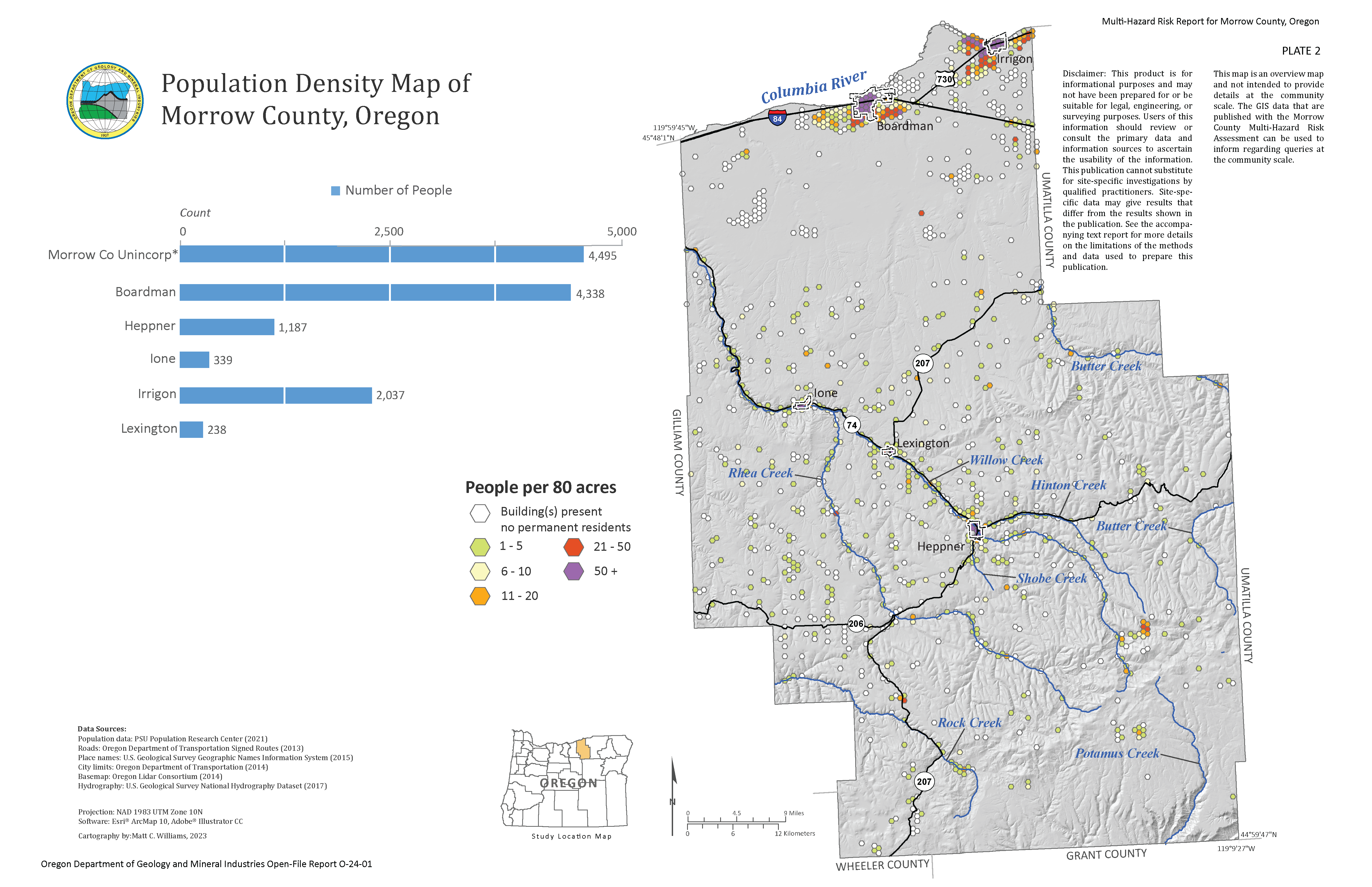 Plate 2 Population Density Map of Morrow County, Oregon