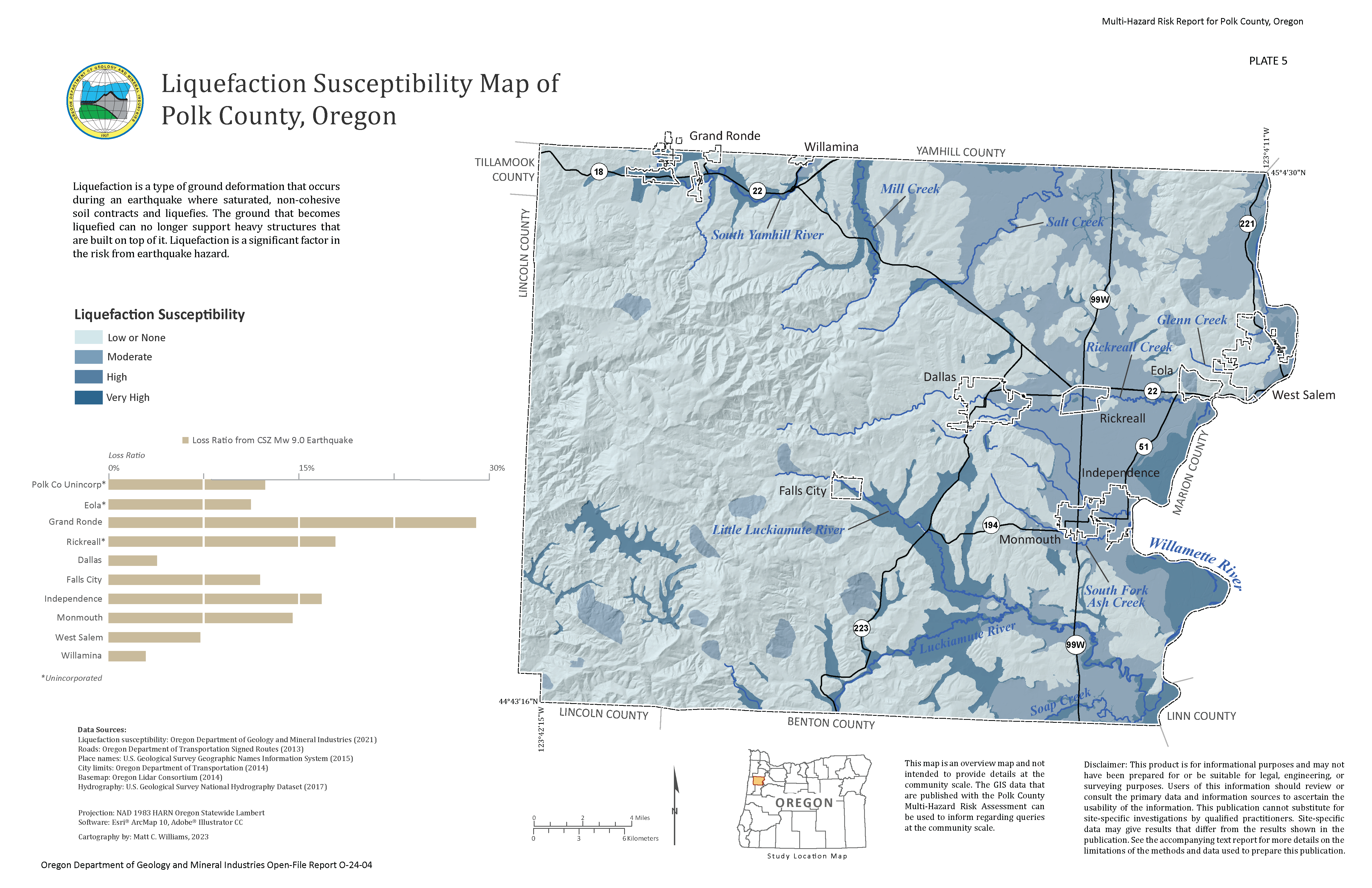Plate 5 - Liquefaction Susceptibility Map of Polk County, Oregon
