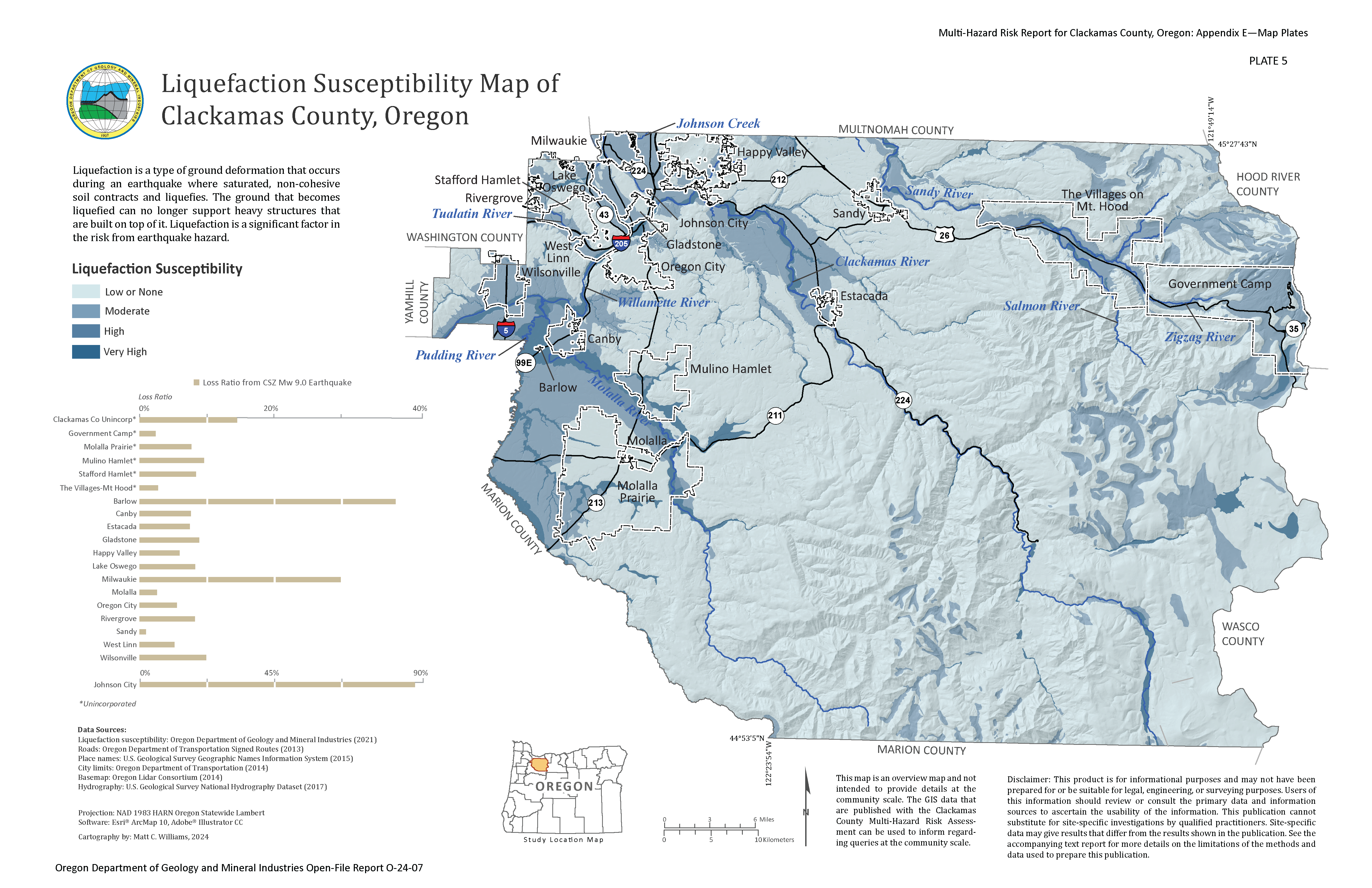 Plate 5 - Liquefaction Susceptibility Map of Clackamas County, Oregon