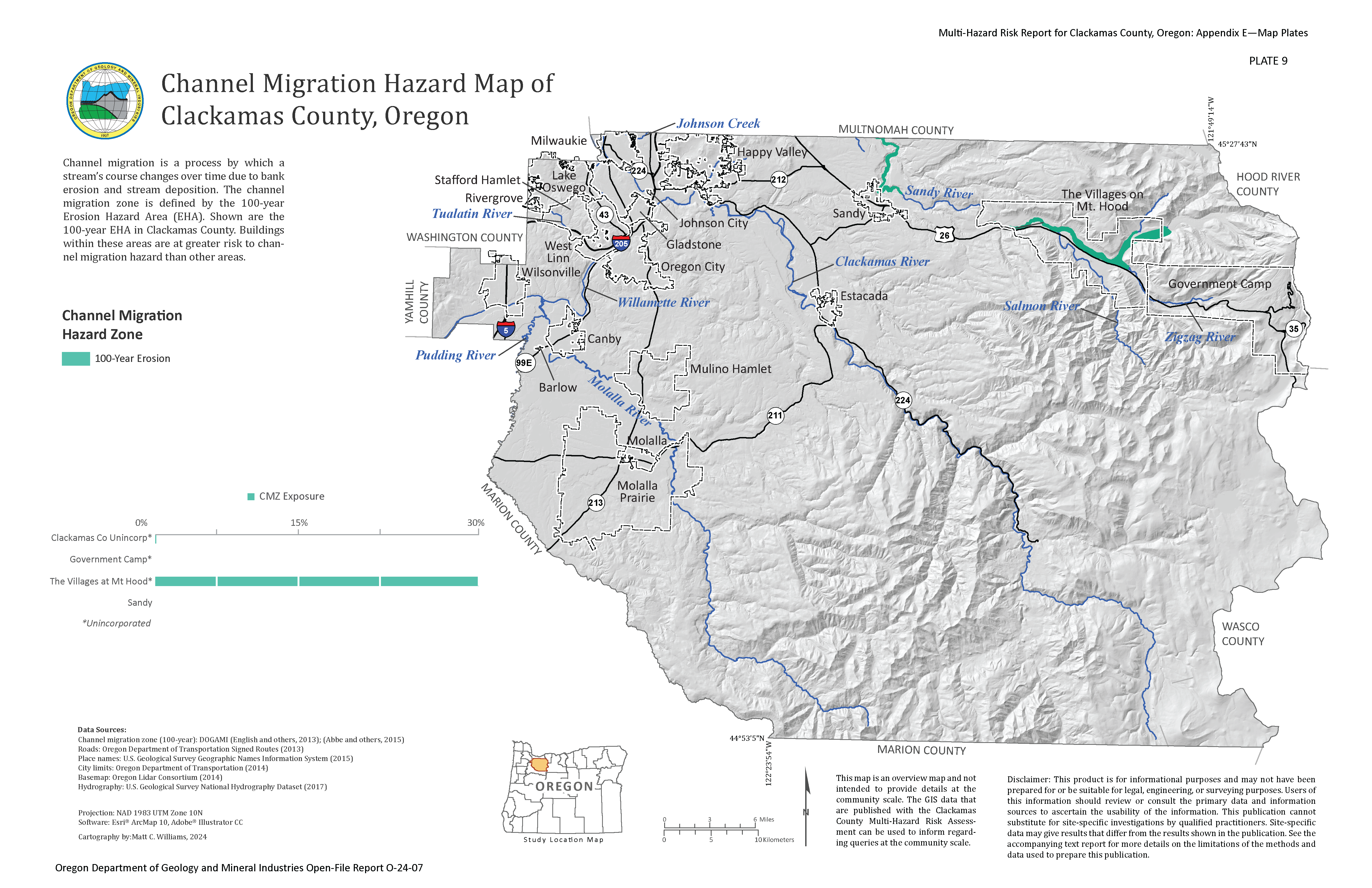 Plate 9 - Channel Migration Hazard Map of Clackamas County, Oregon