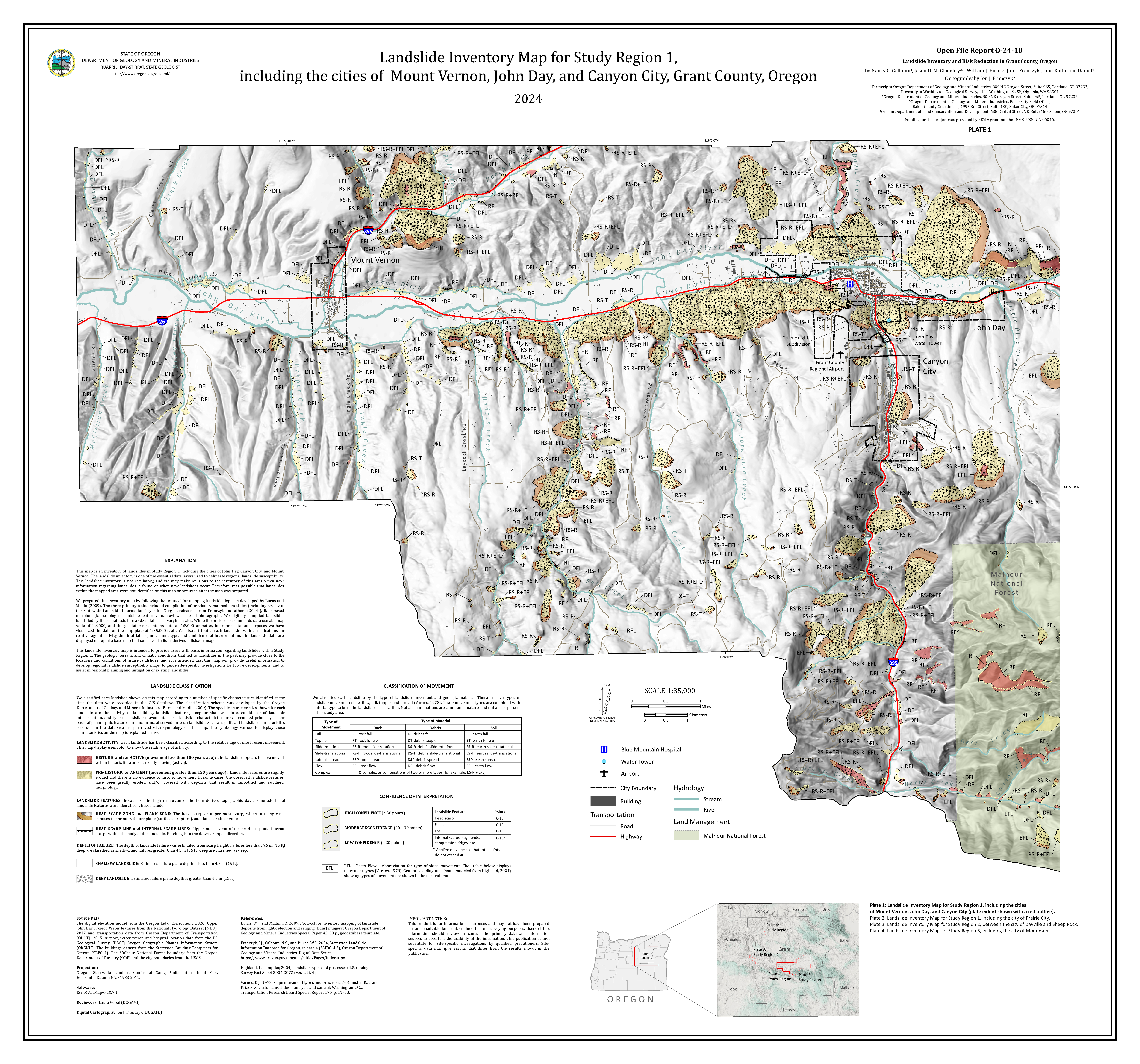 Plate 1 - Landslide Inventory Map for Study Region 1
