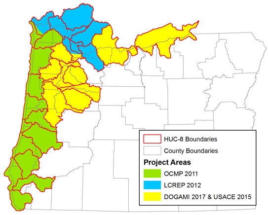 Levee inventory project areas in DOGAMI Open-File Report O-17-02