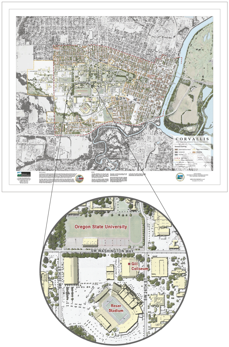 map view of DOGAMI Open-File Report O-11-10, Corvallis City Center/Oregon State University, Benton County, Oregon