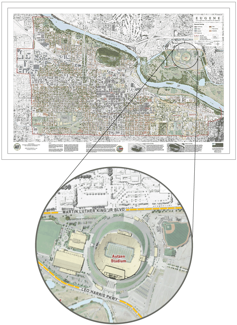 map view of DOGAMI Open-File Report O-11-08: Eugene City Center/University of Oregon, Lane County, Oregon