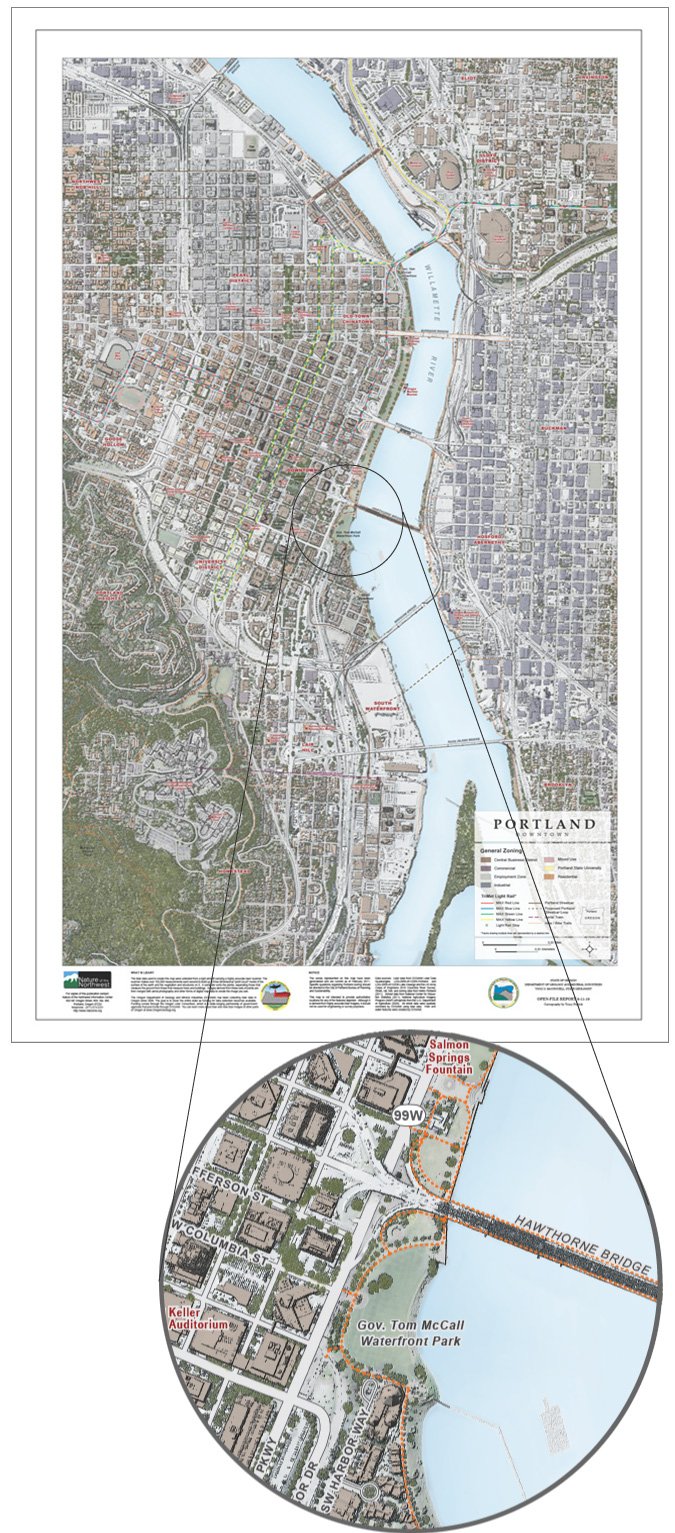 map view of DOGAMI Open-File Report O-11-10: Downtown Portland, Multnomah County, Oregon
