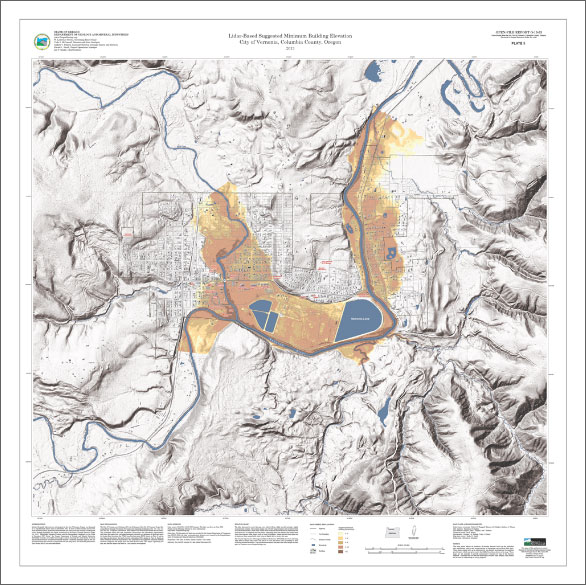 Open-File Report O--13-03, Landslide Inventory Map of the Harbor Hills Area, Curry County, Oregon; Plate 5: Lidar-Based Suggested Minimum Building Elevation
