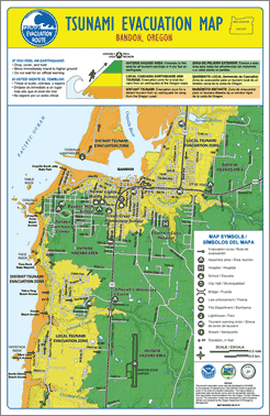 Bandon Oregon tsunami evacuation brochure map side